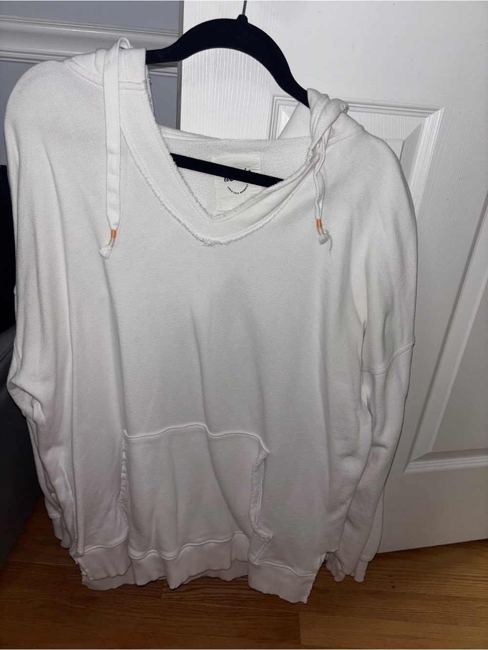 Aerie White V-Neck Pullover Hoodie